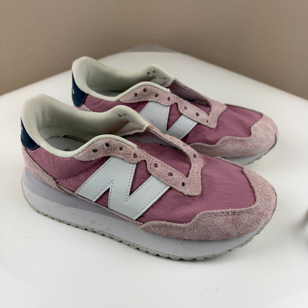 New Balance 237 Pink White Navy Suede Lifestyle Sneakers WS237PK Womens 8